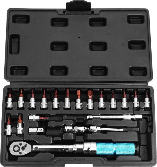 Chiave di momento 1/4 pollice, chiave di momento per bicicletta, motocicletta, gamma di misura 2-20 Nm con estensione 1/4, adattatore 3/8, precisione 3%