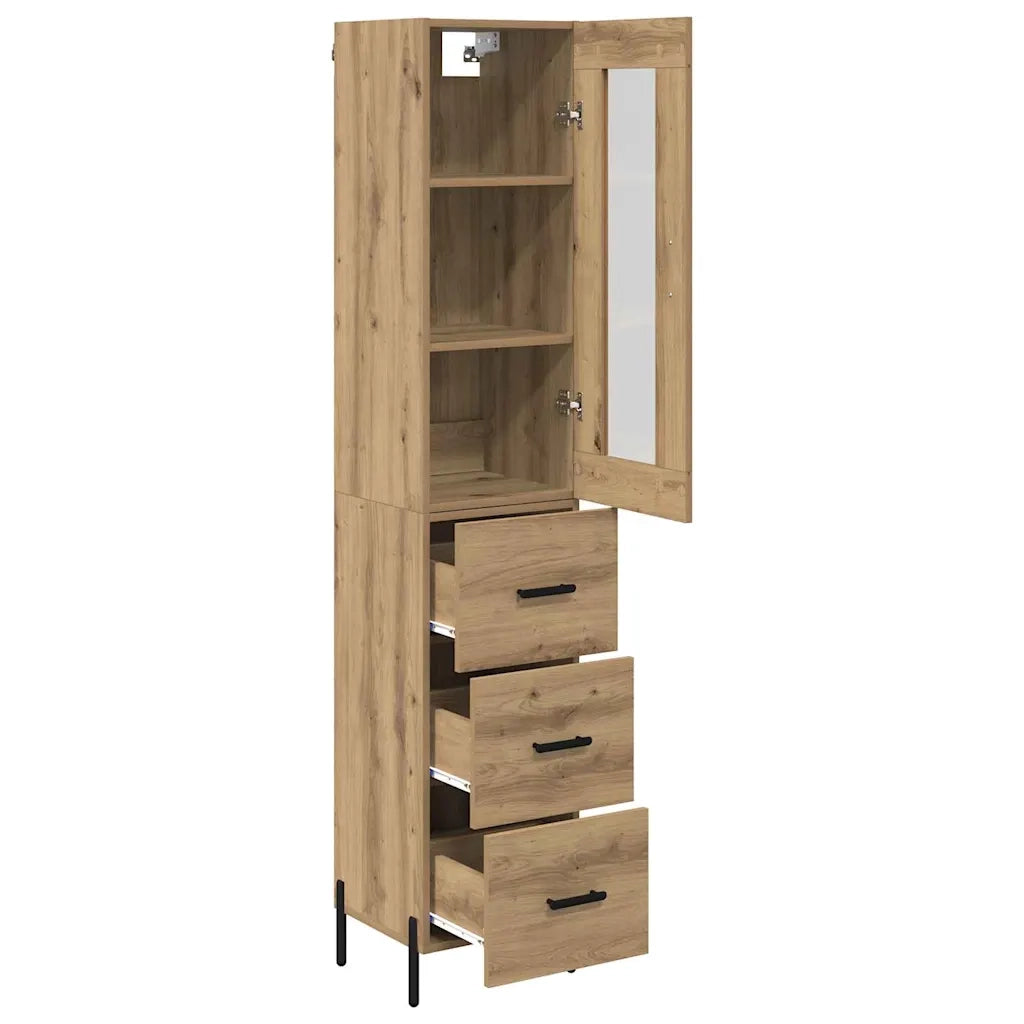 Credenza | Madia | Buffet da pranzo | Armadio da pranzo con cassetto Rovere artigianale 34,5 x 34 x 180 cm
