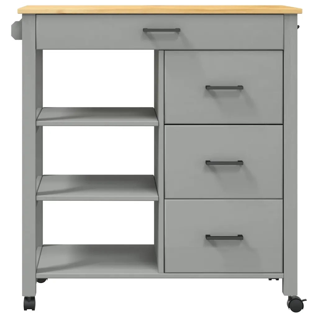 Carrello da Cucina MONZA 84x40x88,5 cm in Legno Massello di Pino 376113