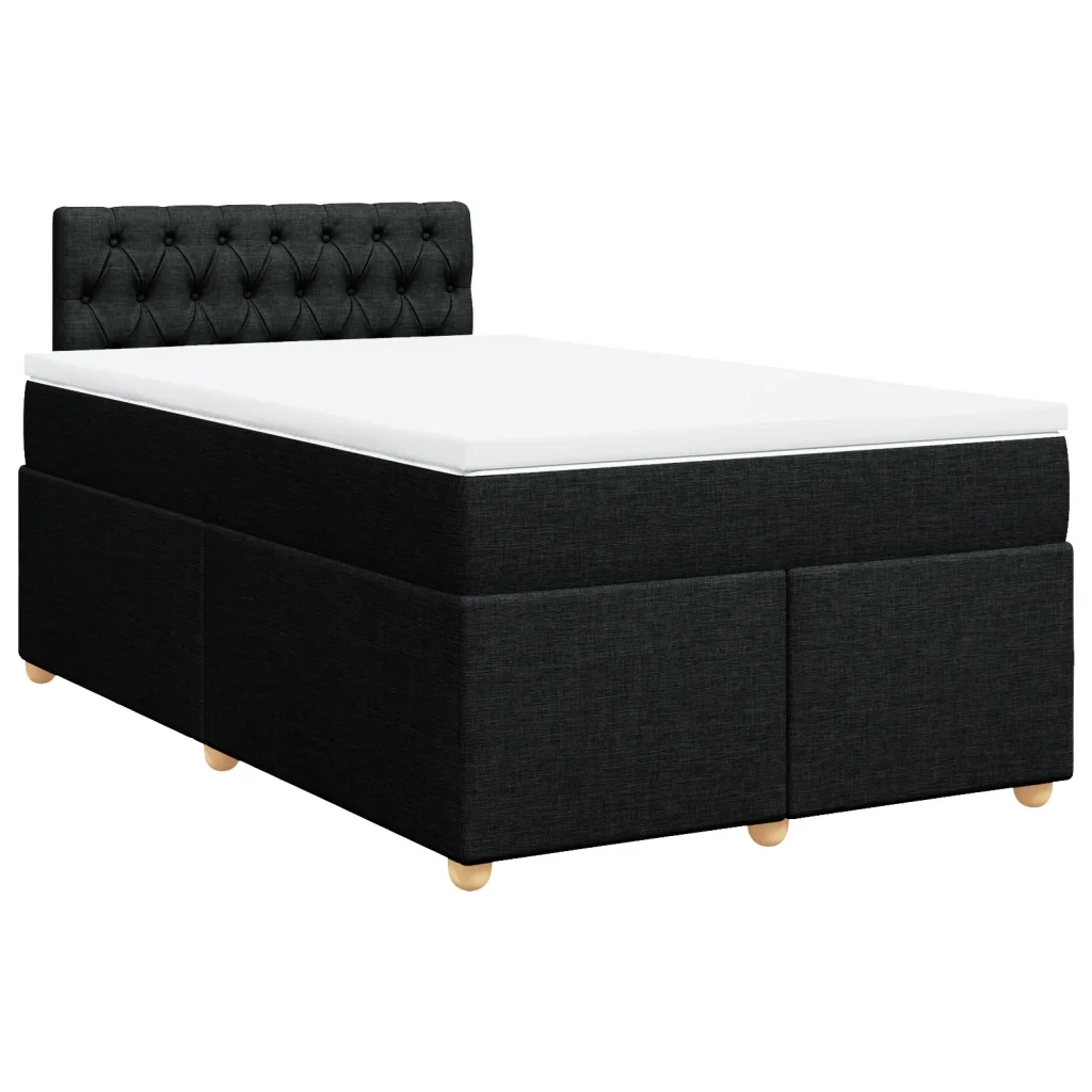 Giroletto a Molle con Materasso Nero 120x200 cm in Tessuto