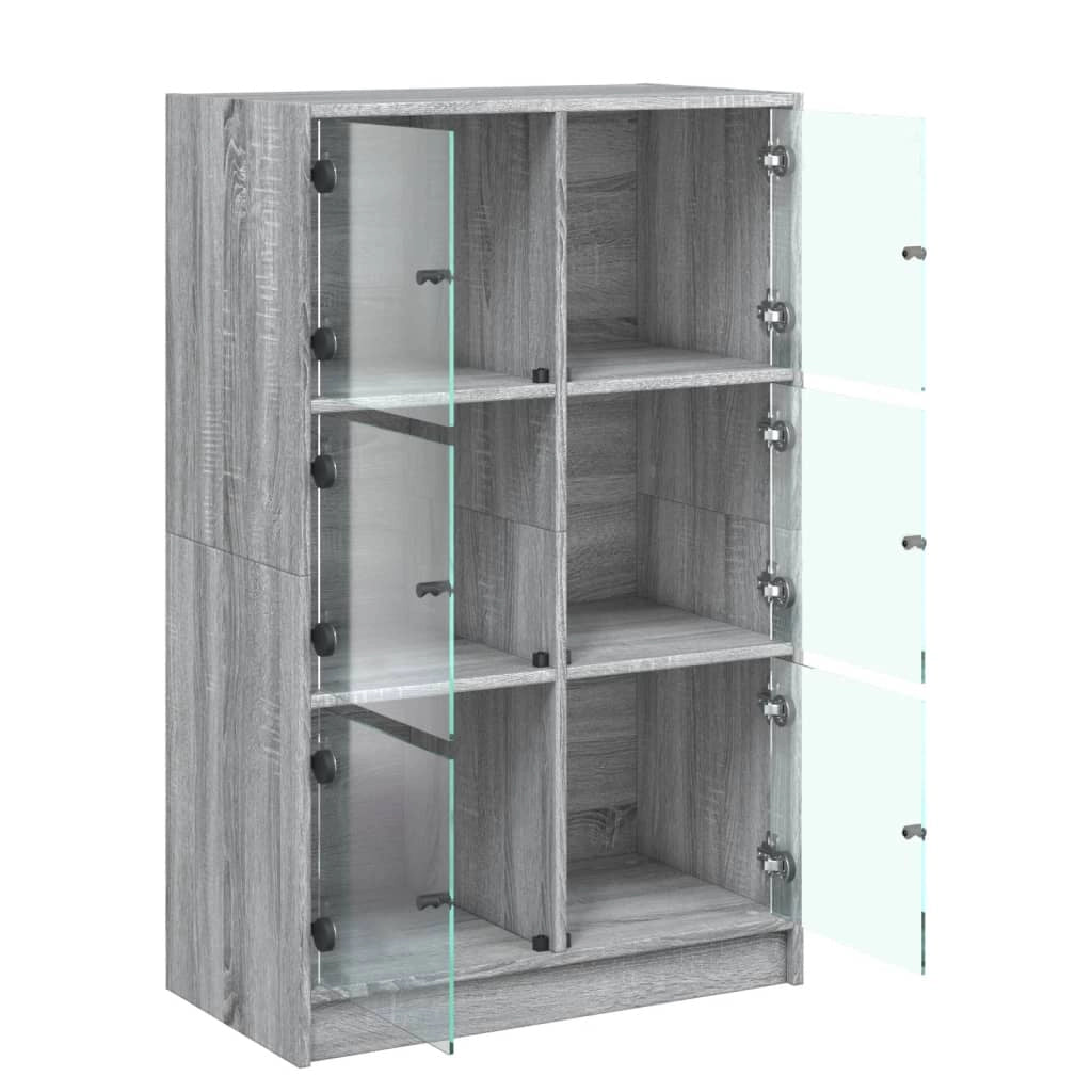 Buffet credenza cassettiera armadio mobile contenitore organizer cucina soggiorno salotto alto con ante rovere Sonoma 68 x 37 x 109 cm legno ingegnerizzato grigio 02_0032242
