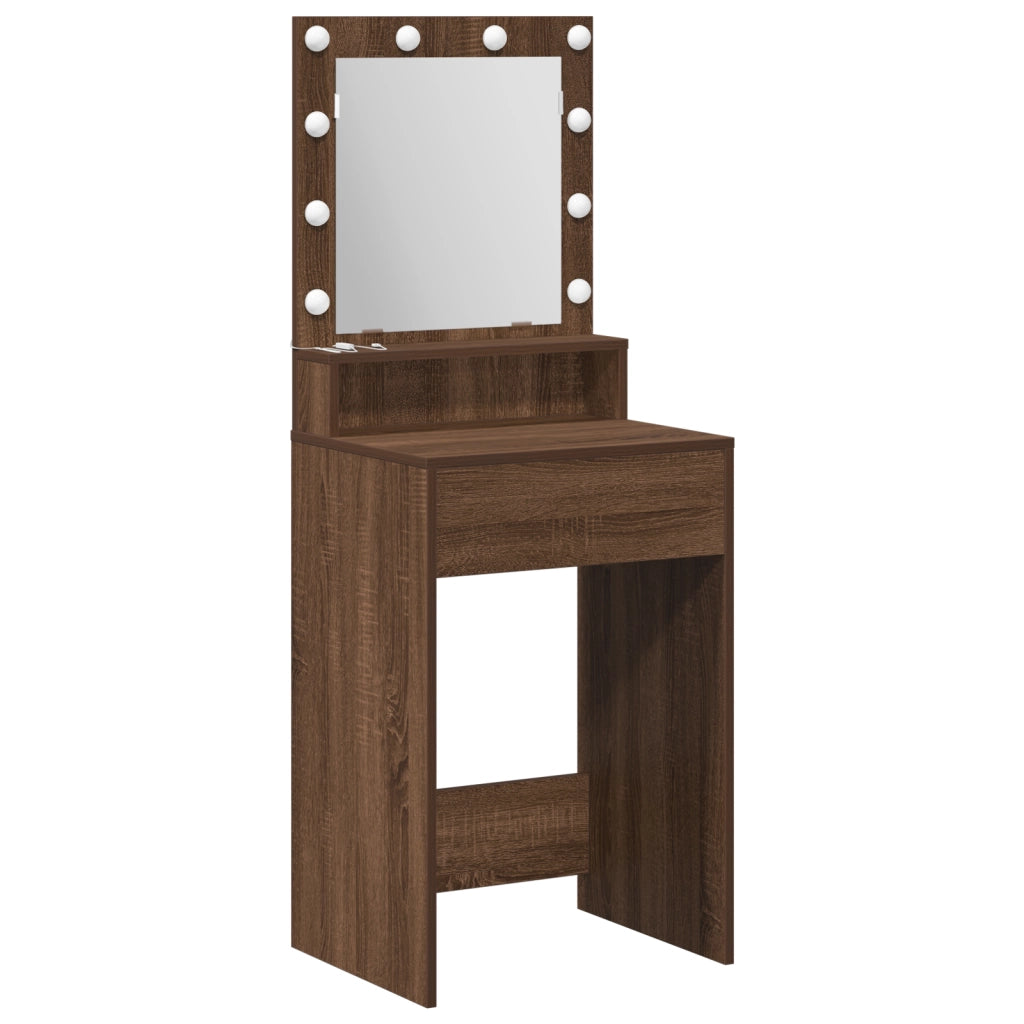 Scrivania per Trucco con Luci LED - Rovere Marrone - 50x41x135 cm