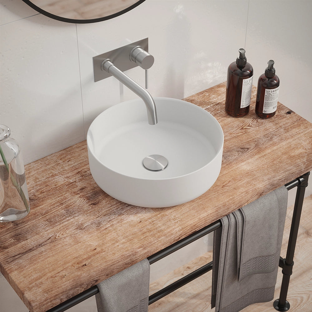 Lavabo da appoggio tondo 36x36x12 cm Bianco