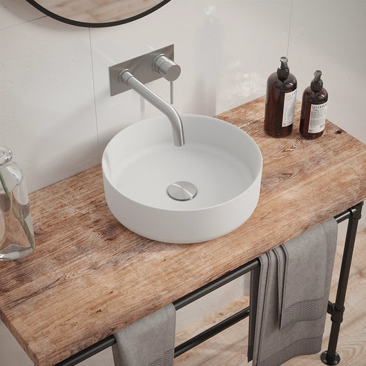 Lavabo da appoggio tondo 36x36x12 cm Bianco