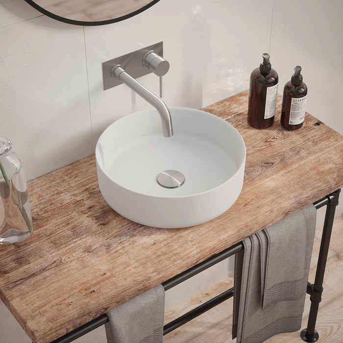 Lavabo da appoggio tondo 36x36x12 cm Bianco