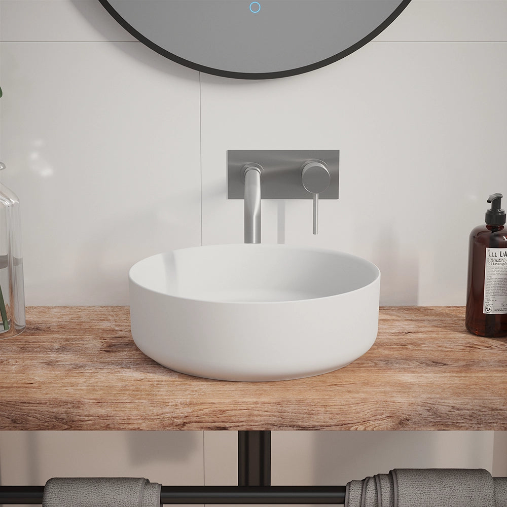 Lavabo da appoggio tondo 36x36x12 cm Bianco