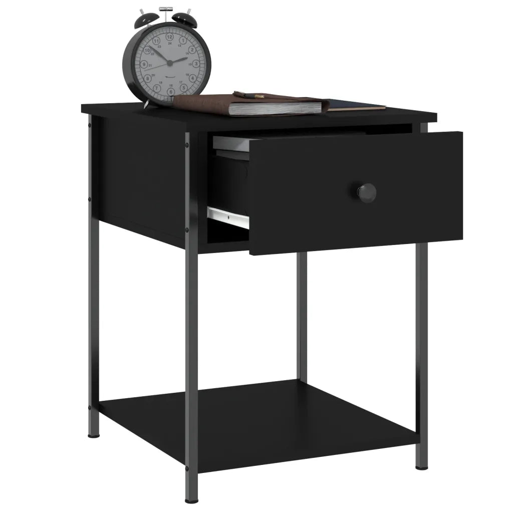 Set di 2 Comodini | Armadio da Notte | Mobiletto da notte Neri 44x45x58 cm in Legno Multistrato