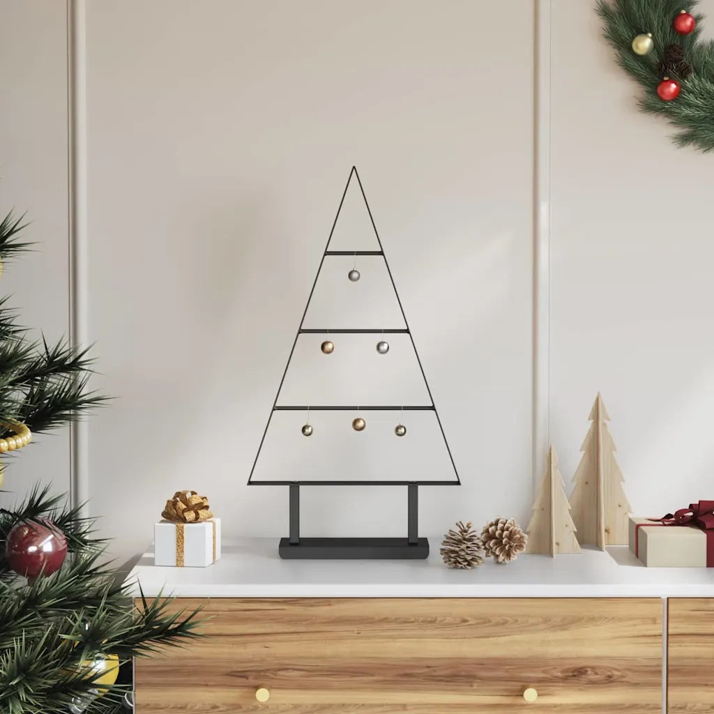 Albero di Natale in metallo con supporto Nero 60 cm Acciaio