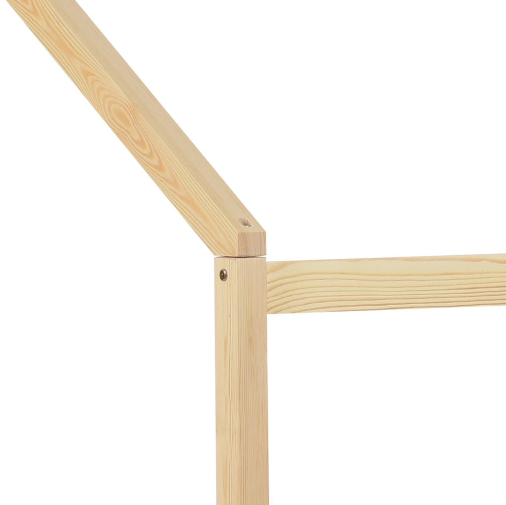 Letto a casetta 243x208x183 cm con cassetto e ripiani in legno naturale