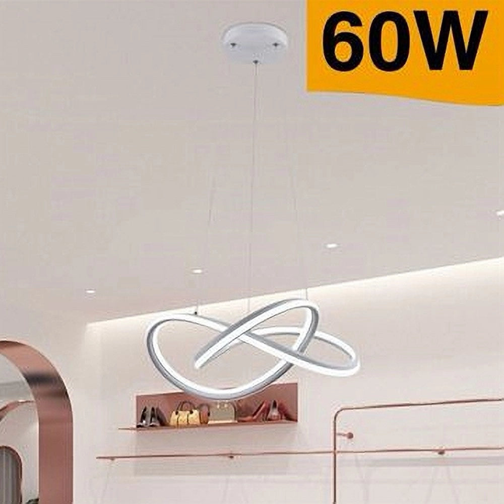 Trade Shop - Lampadario Led A Sospensione Moderno Intrecciato Bianco 60w 3 Colori Luce A50-b3c -