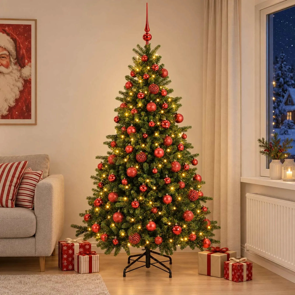 Albero di Natale artificiale con palline 210 cm 300 LED 3466842