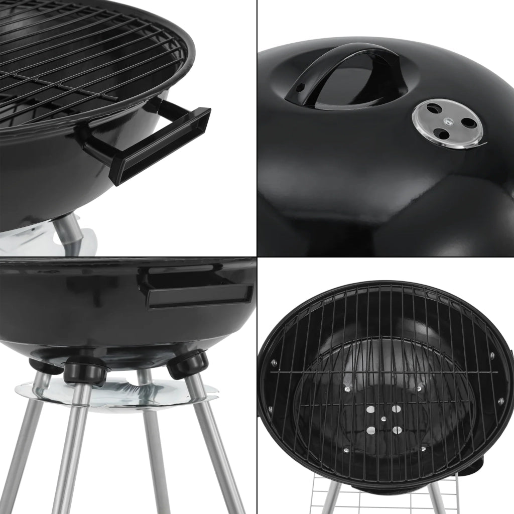 Carrello barbecue rotondo 80 x 49 x 47 cm nero 03_0009214