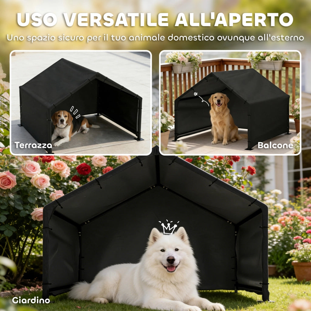 Cuccia per Cani da Esterno ¨C Minimal ¨C Tessuto Oxford, Nero, 125x110x93 cm