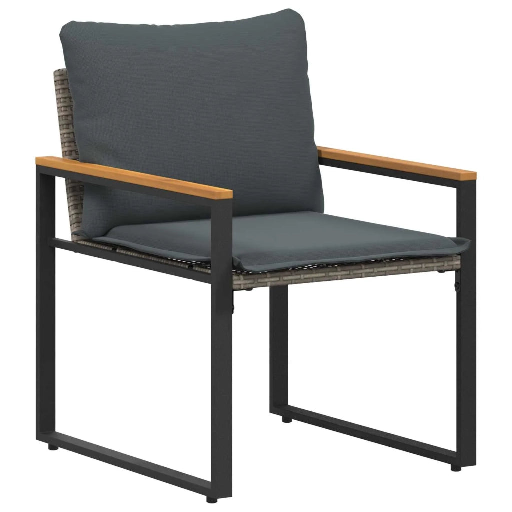 Set di Mobili con cuscino 3 pz | Set Salotto da Giardino Grigio e Grigio Scuro Rattan