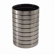 Trade Shop - Bicchiere Porta Spazzolini Da Denti Argento A Righe Moderno Arredo Bagno 10390 -