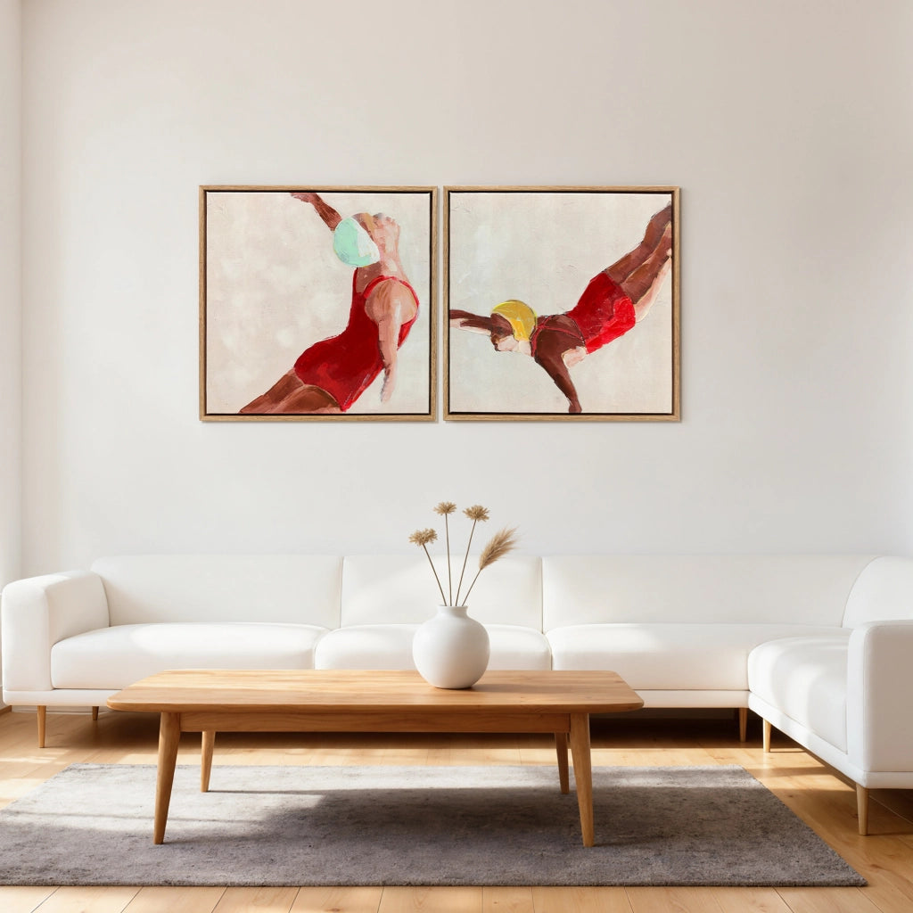 Set di 2 Quadri su Tela 40x40 cm Design Moderno Stampa Artistica da Parete con Ganci Inclusi Rosso