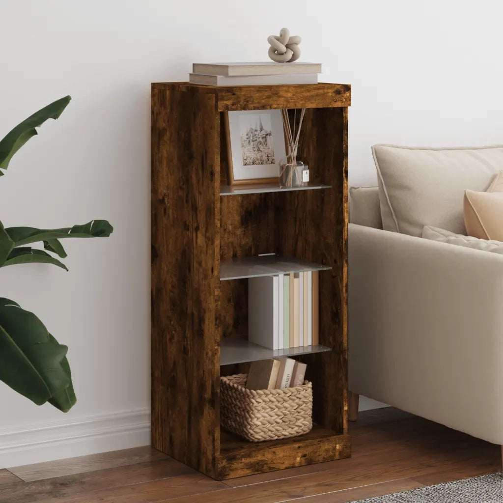 Credenza | Madia | Buffet da pranzo | Armadio da pranzo con Luci LED Rovere Fumo 41x37x100 cm