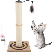 Krappaletto in Sisal con Giocattolo - Scultura Moderna per Gatto - 60 cm - Beige