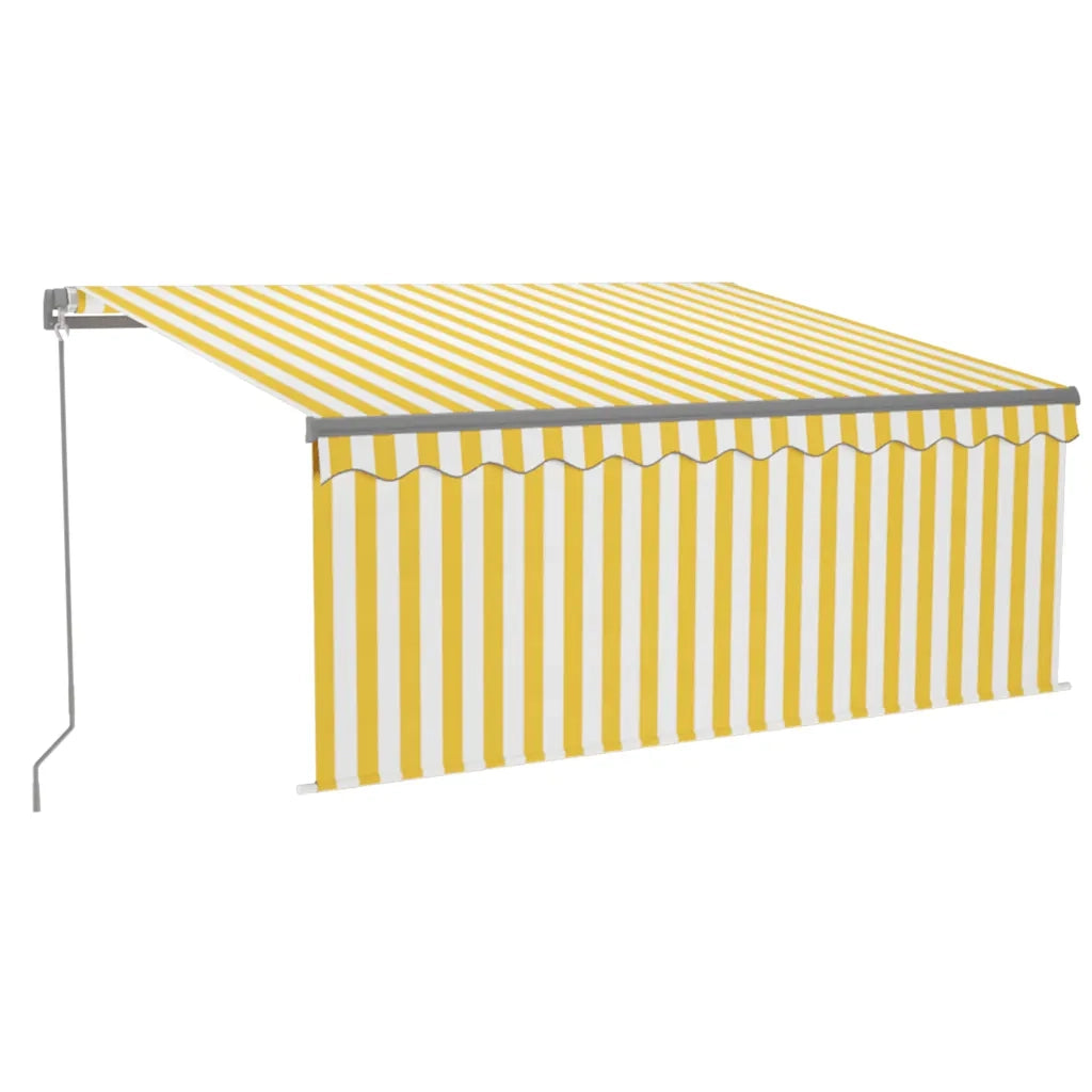Tenda Sole Retrattile Manuale Parasole LED-Tenda parasole per balcone 3x2,5m Gialla Bianca 405097