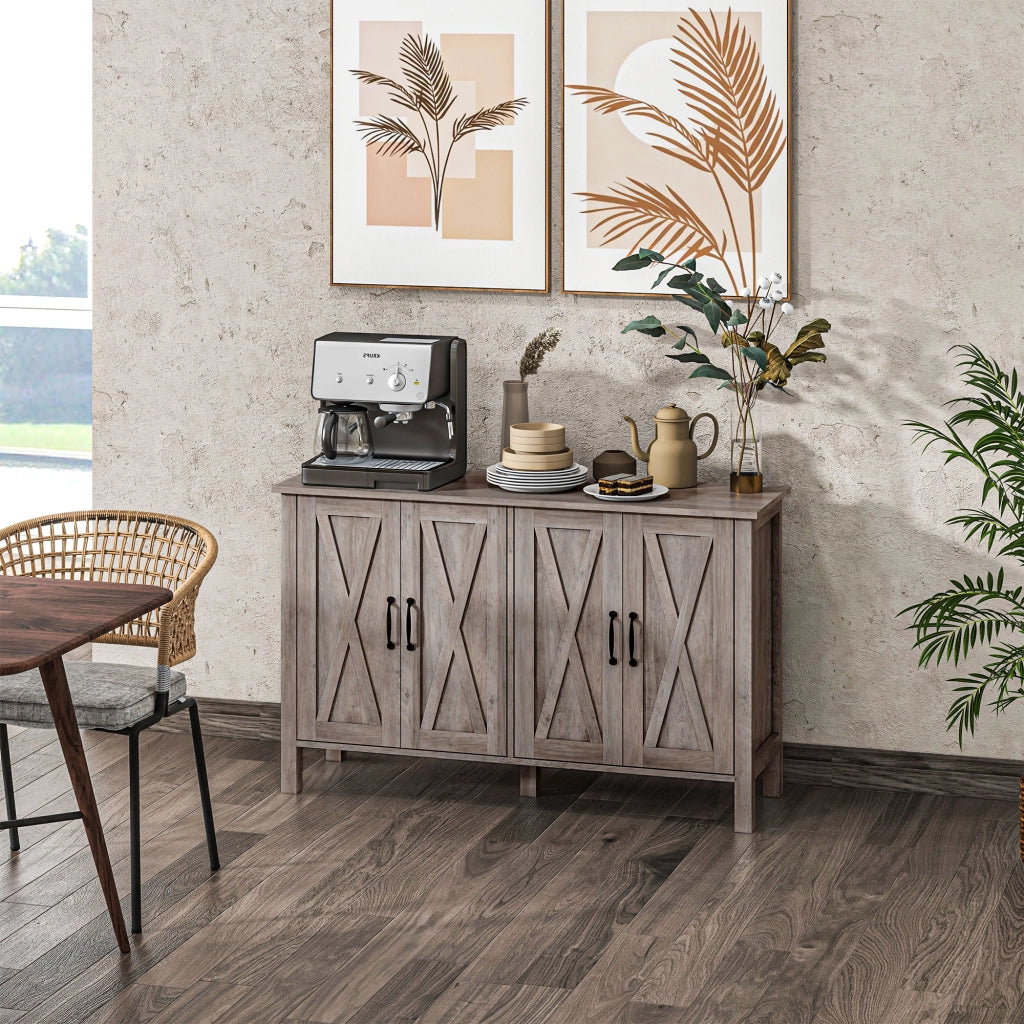 Mobiletto Multiuso con 4 Ripiani Regolabili ¨C zephmum ¨C Legno, Grigio, 120x37x75
