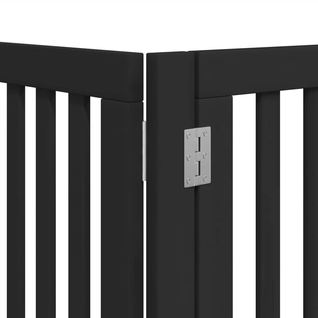 Cancelletto di sicurezza per animali domestici porta pieghevole 15 pannelli legno di pioppo nero 02_0023218