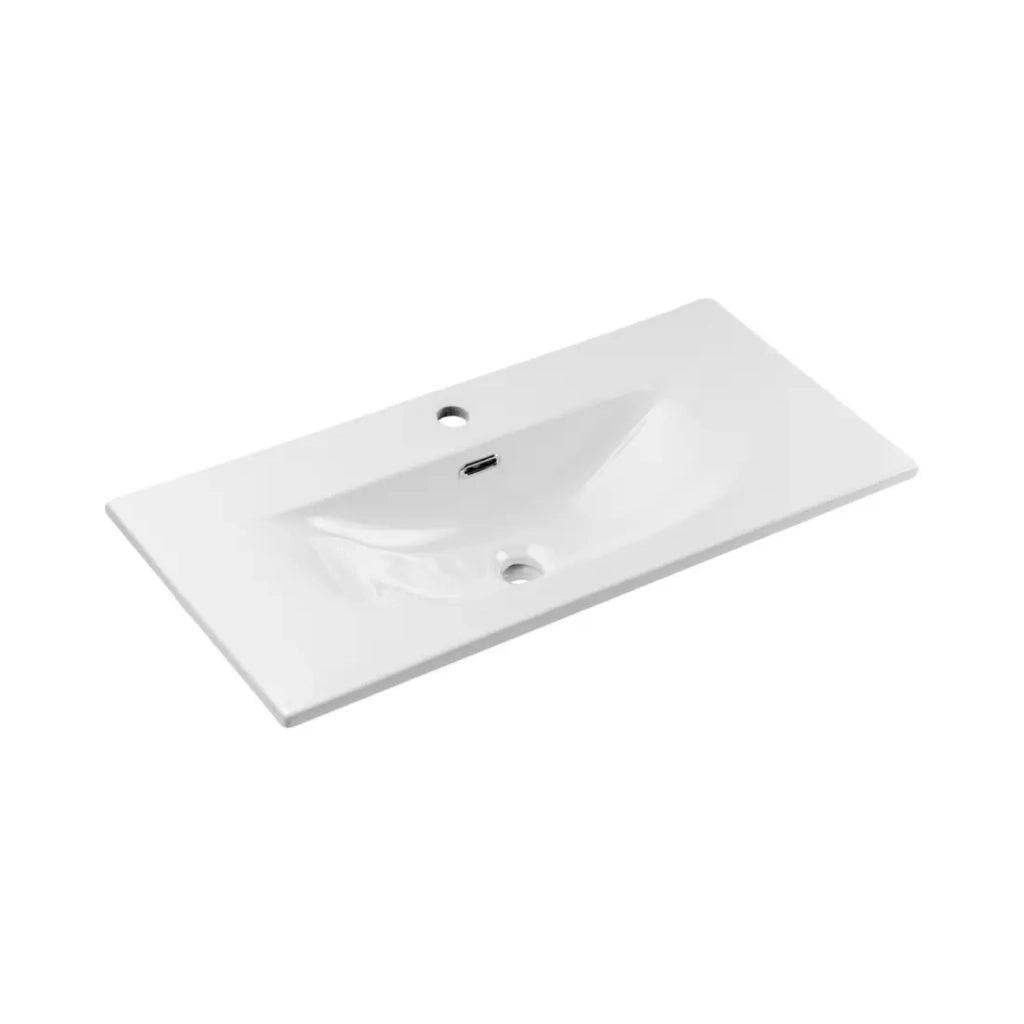 Set da bagno VANO 80cm: mobiletto sottolavabo con cassetti scanalati verticalmente + lavabo incassato bianco