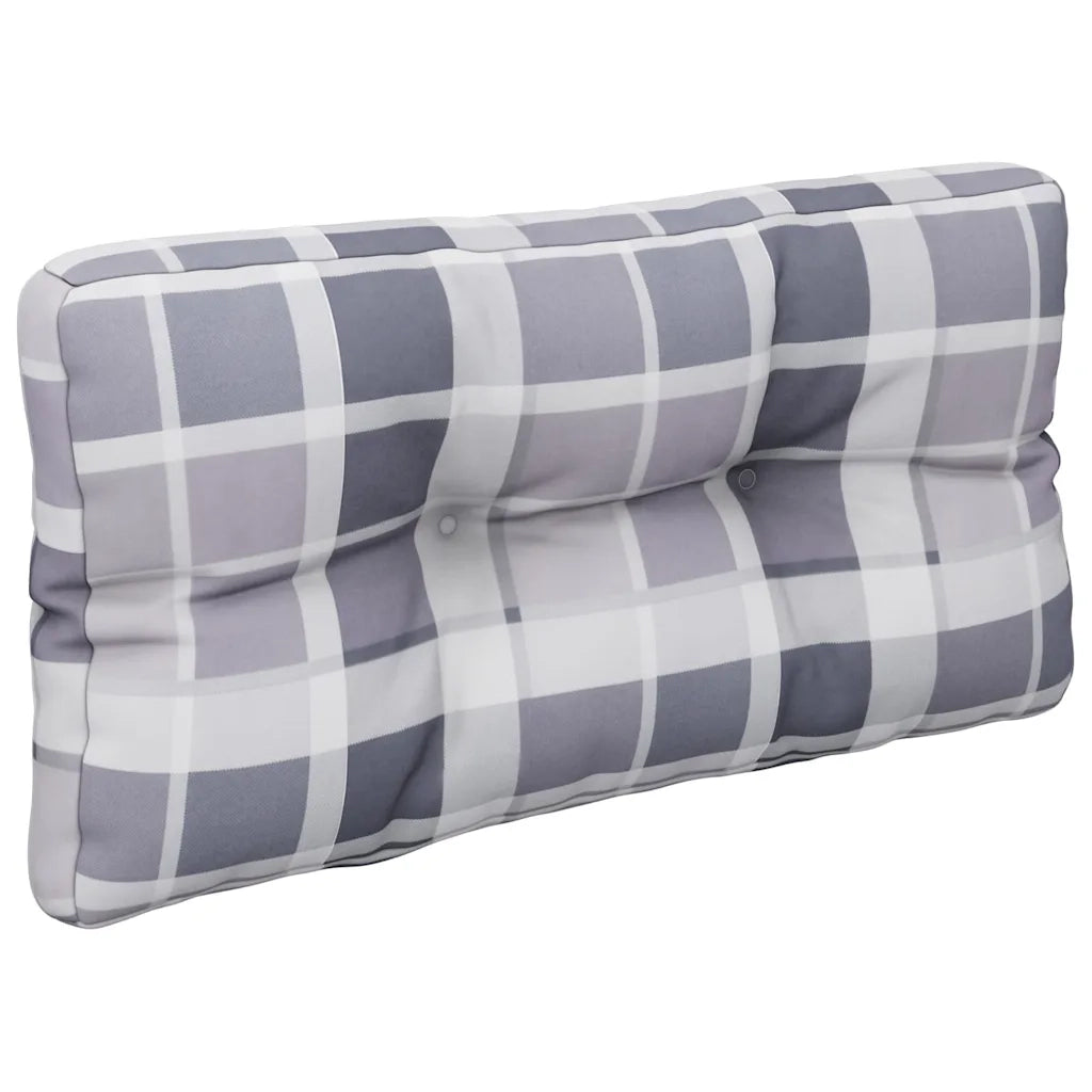 Cuscino per Pallet a Quadri Grigi 80x40x12 cm in Tessuto 360615