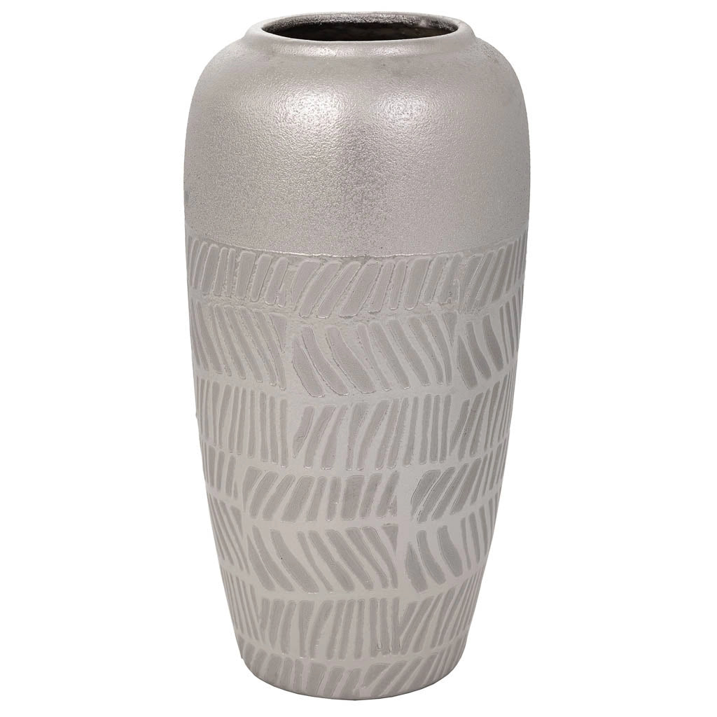 Vaso in ceramica argento 15x15x29,5h