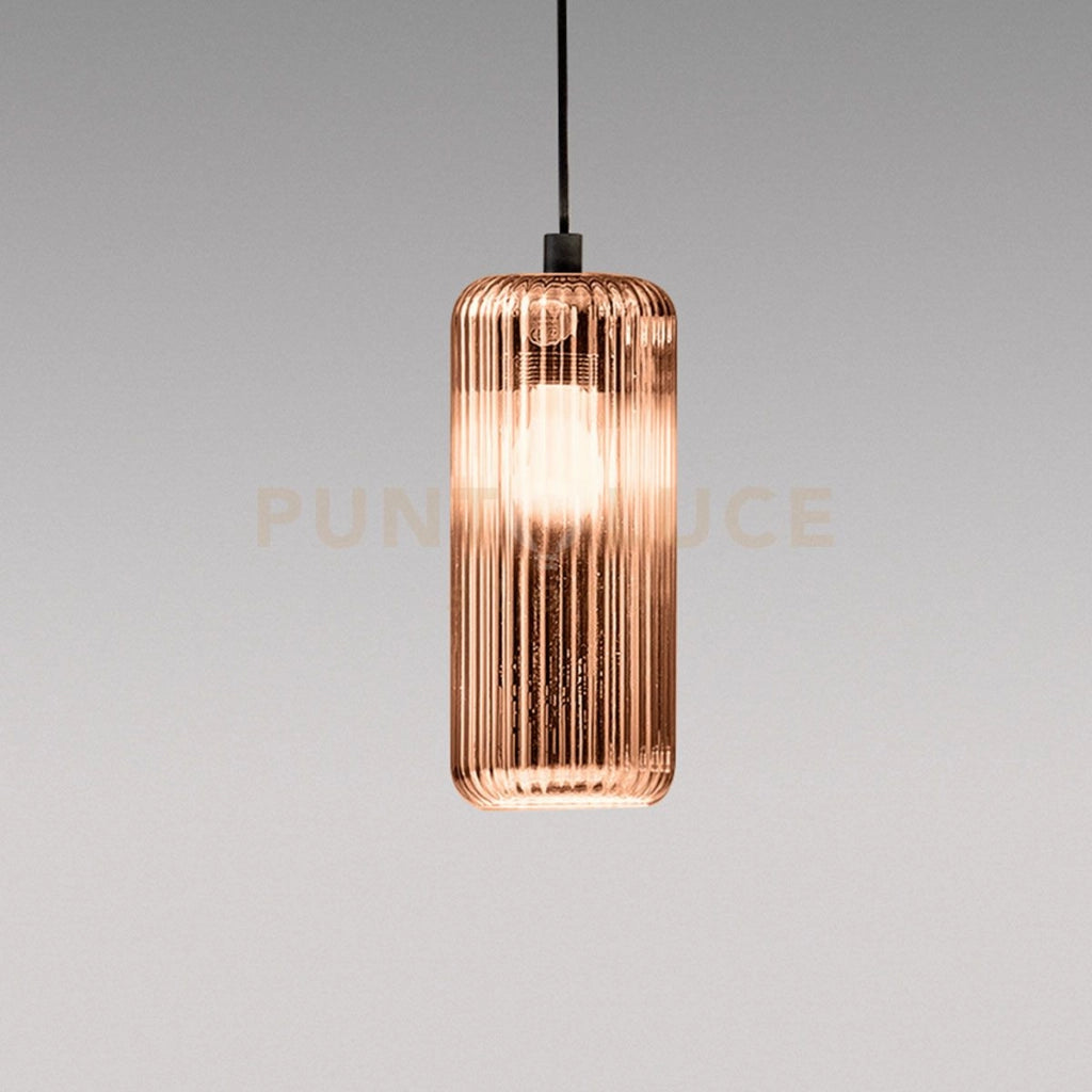 RAIKA V/P - VETRO SOFFIATO RAME SPECCHIATO CON DECORAZIONE COSTE VERTICALI D.12,3CM