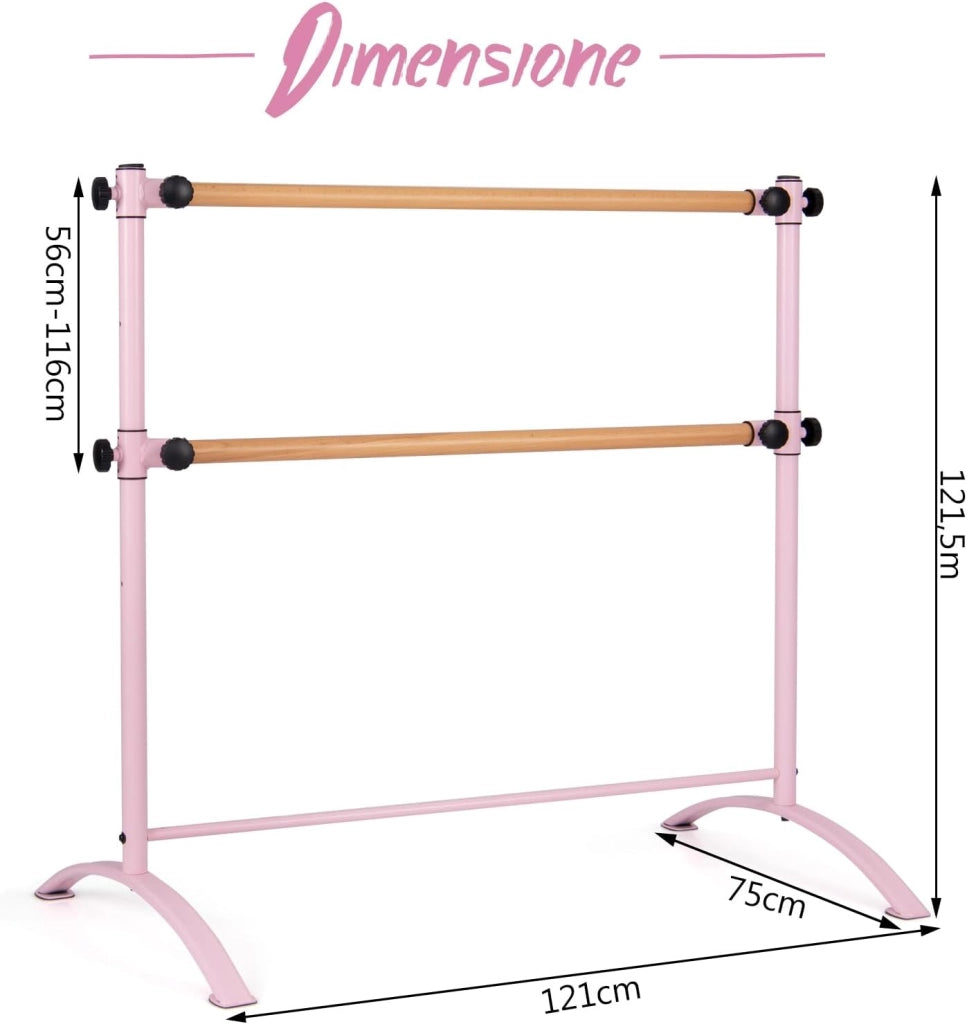 COSTWAY Sbarra Danza Classica Portatile per Bambini ed Adulti, Barra per Balletto Regolabile in Altezza per Stretching, Danza Classica e Allenamento, Ideale per Palestra e Casa