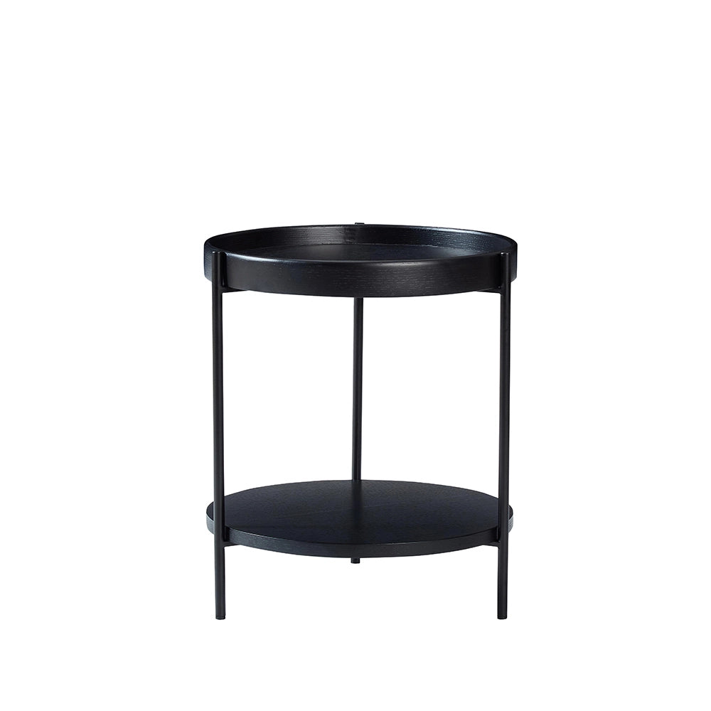 Tavolino moderno a due livelli - Xylo - 44x44x48 cm - Legno e ferro