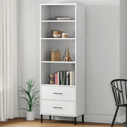 Libreria con 2 Cassetti Bianco 60x35x180 cm Legno Massello OSLO 351008