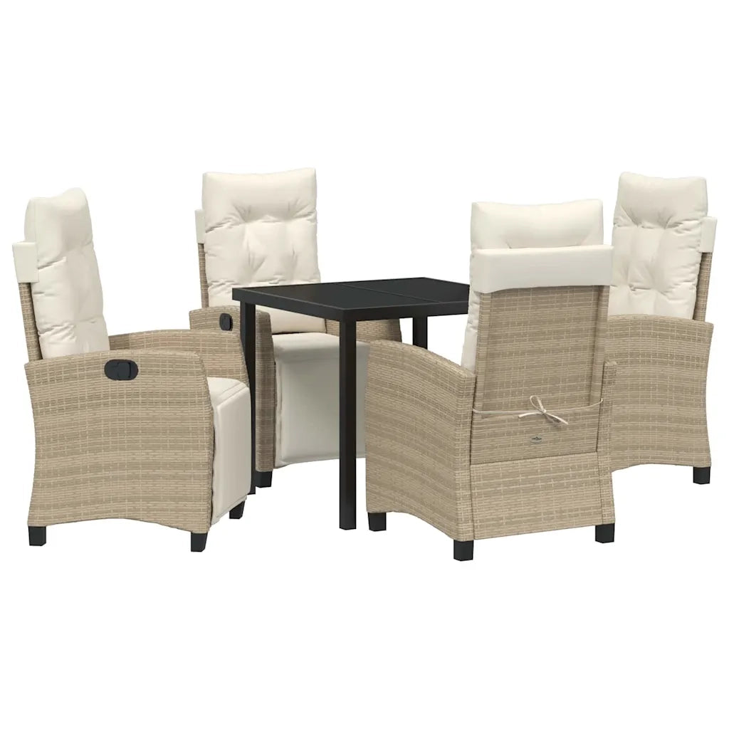 Set da Pranzo per Giardino con cuscino 5 pcs Beige polyrattan 3380443
