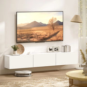 Mobile porta TV sospeso con 3 ante ribaltabili e chiusura ammortizzata, per soggiorno moderno, bianco, 180 cm