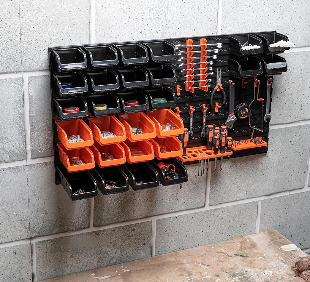 BLACK+DECKER Porta Attrezzi a Parete 43 Pz Organizer in Plastica Muro 98x23x43cm