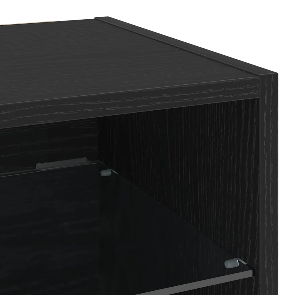 Set di 2 Armadio da letto | Comodino | Armadio da Notte | Mobiletto da notte a muro LED Nero 30 x 28,5 x 30 cm