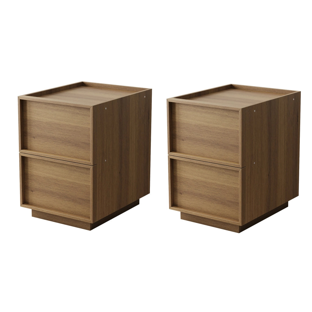 Comodino moderno in effetto rovere con 2 cassetti, 38 x 48 x 50 cm, MDF, colore rovere