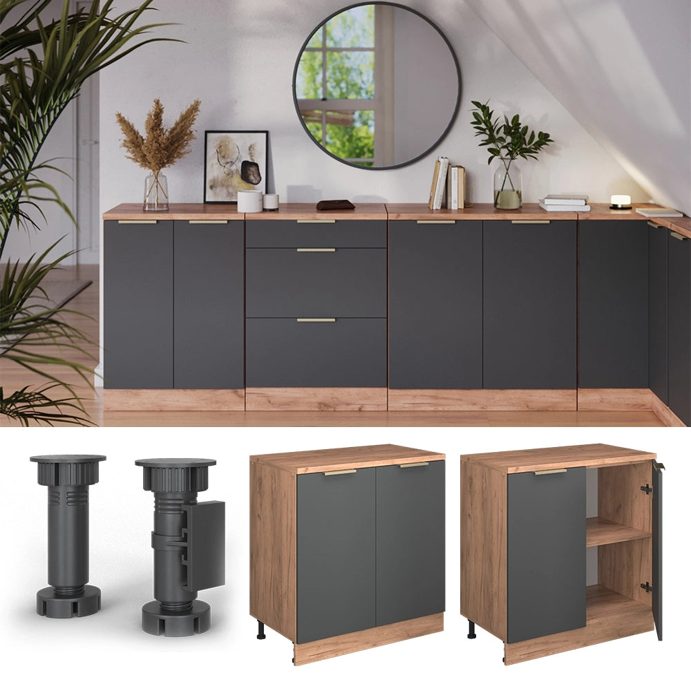 Mobile per mansarda Rion Antracite-oro/Rovere dorato 80 x 83.8 cm senza inclinazione con 2 ante Vicco