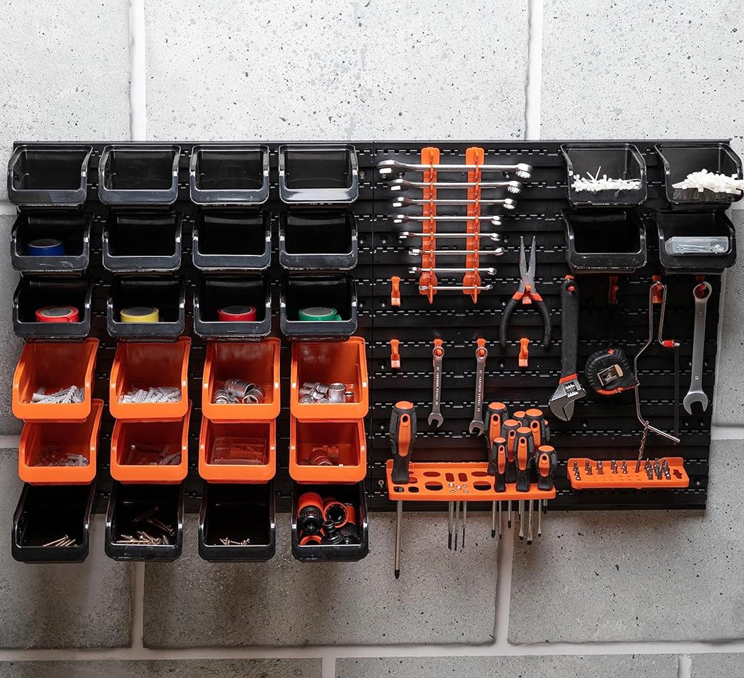 BLACK+DECKER Porta Attrezzi a Parete 43 Pz Organizer in Plastica Muro 98x23x43cm