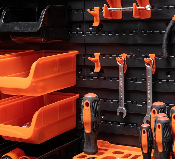 BLACK+DECKER Porta Attrezzi a Parete 43 Pz Organizer in Plastica Muro 98x23x43cm