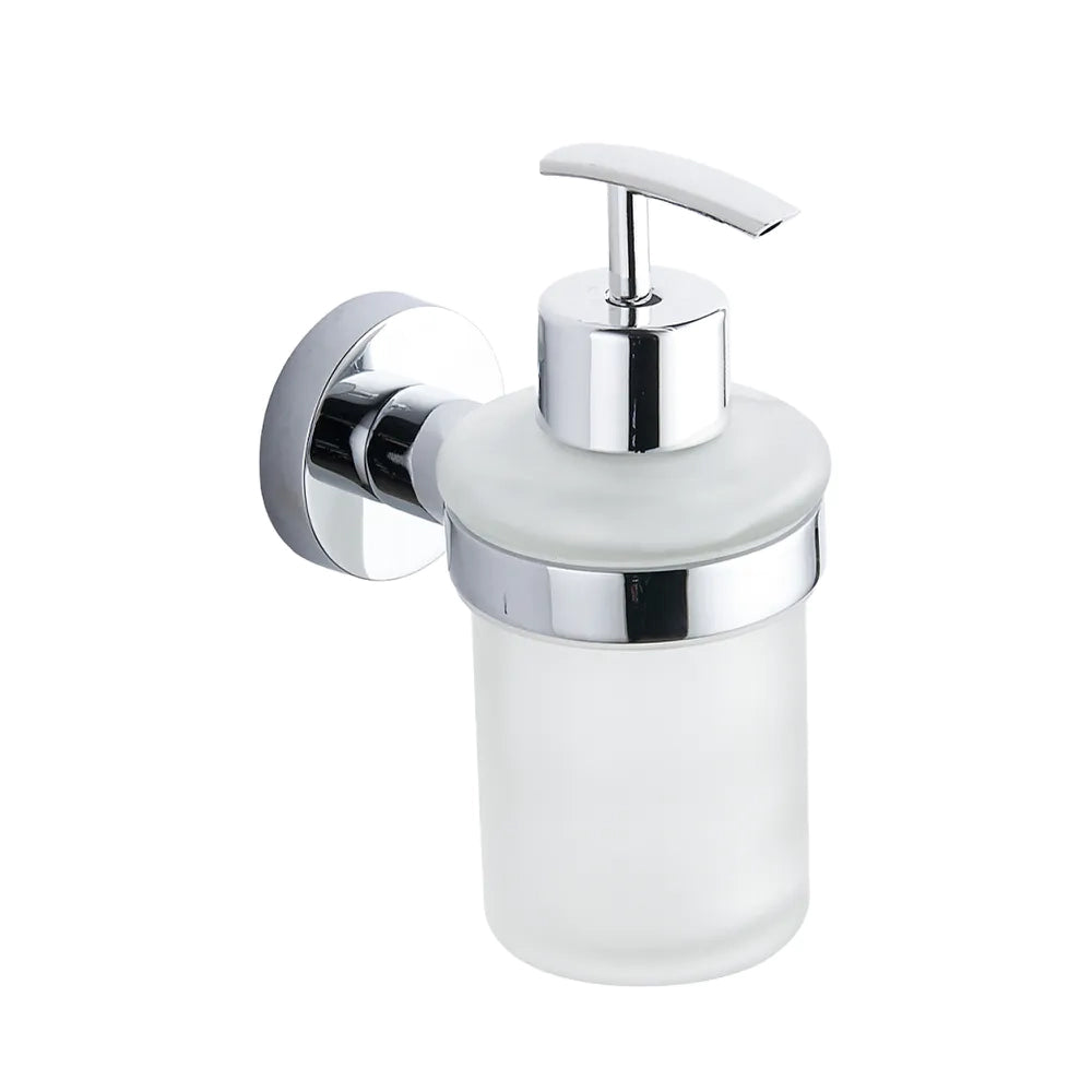 Dispenser sapone a muro in zinco cromato e bicchiere in vetro | Hook