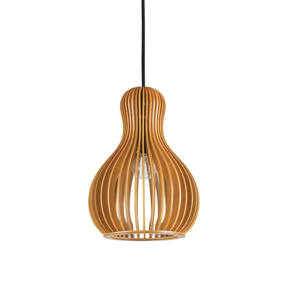 Sospensione Industrial-Minimal Citrus-3 Legno Marrone 1 Luce E27