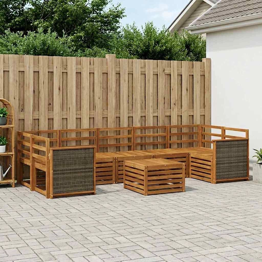 Set di divani da esterno 8 pz Naturale Legno di Acacia Massello 3384135