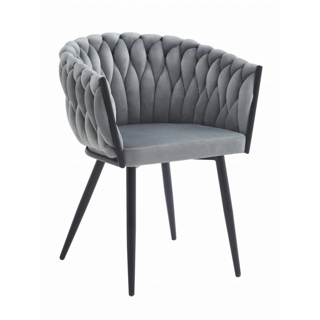 Set di 2 sedie Orion in velluto grigio chiaro con schienale a treccia
