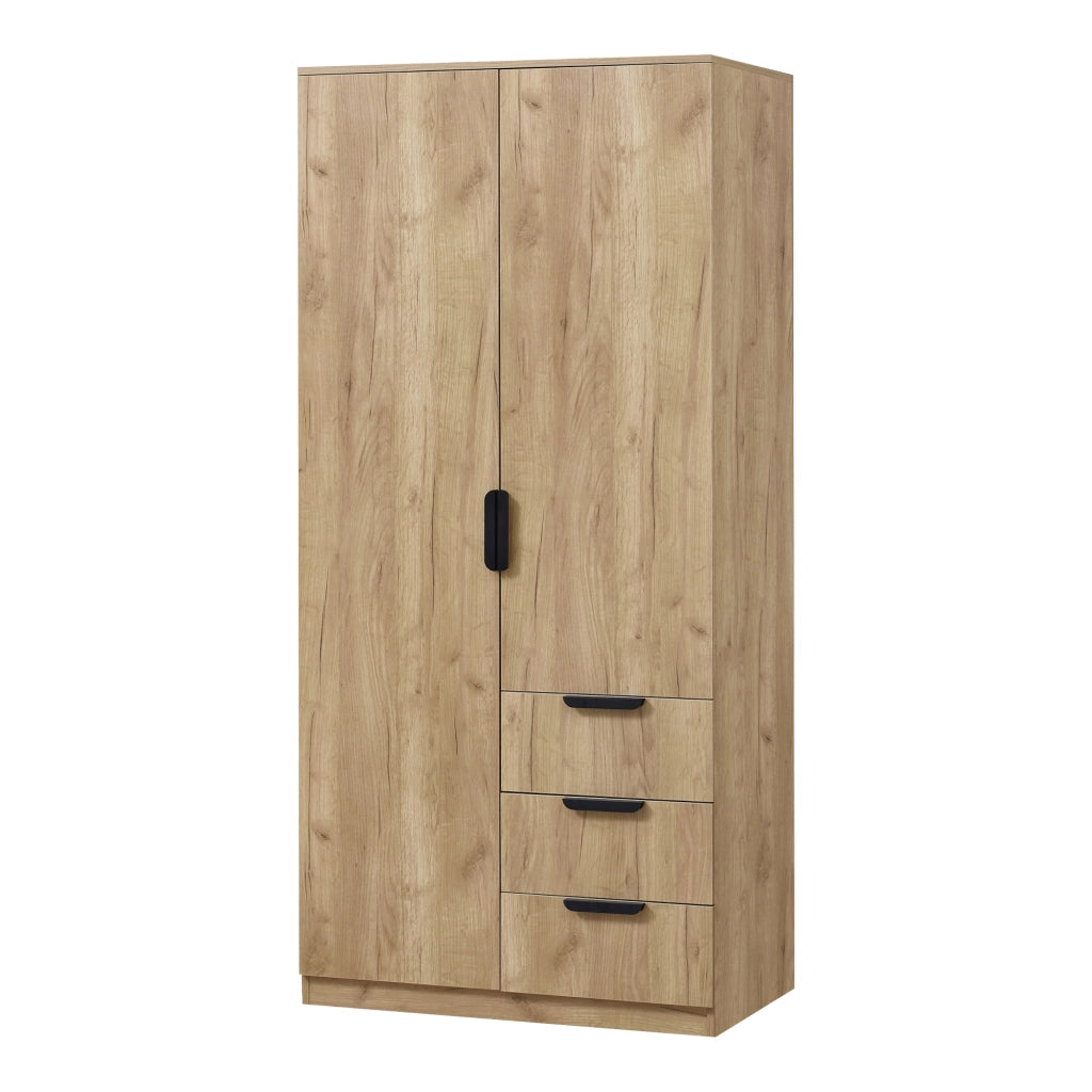 Armadio Guardaroba Eiselfing con Scomparti e Cassetti 176 x 80 x 52 cm Effetto Rovere [en.casa]