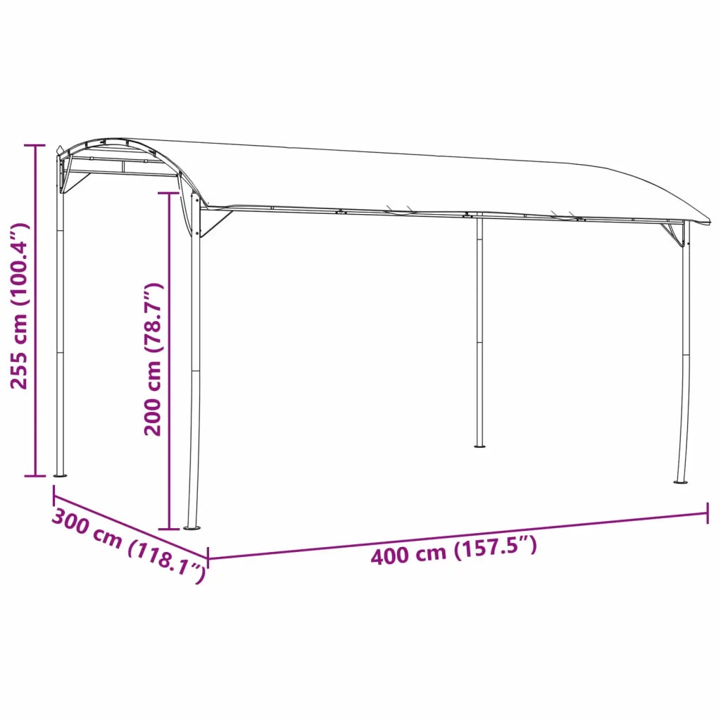 Gazebo 4 x 3 x 2,55 m Verde Tessuto e Alluminio 180 42030535