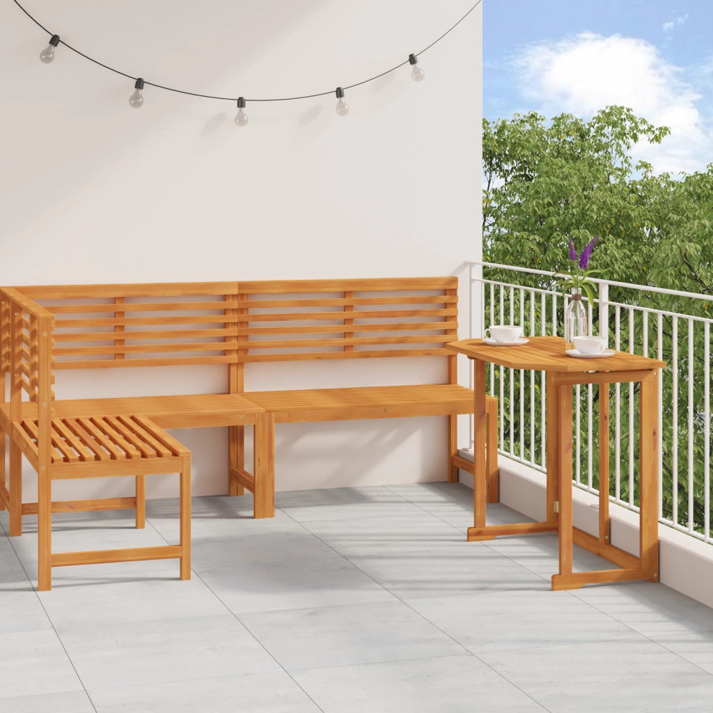 Set Bistro da Giardino in 3 Pezzi in Legno Massello di Acacia