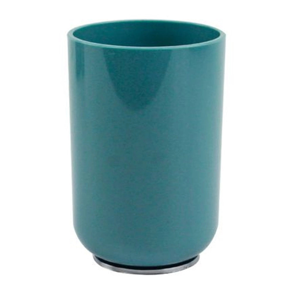 Trade Shop - Bicchiere Porta Spazzolini Verde Petrolio Silver Accessori Arredo Bagno 69475 -