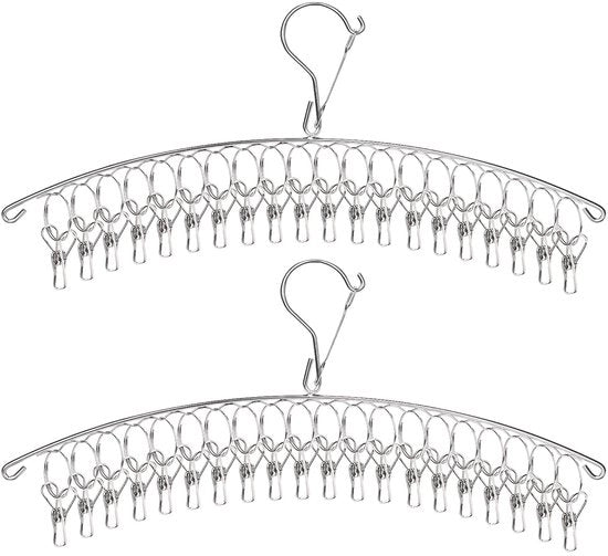 Sokkendroger a due pannelli rottiflessi con 2 contenitori per calze, griglia per abbigliamento e appoggio per calze rotante, piccolo asciugacapelli con vento chiuso con 40 clip per calze, slip, asciugamani