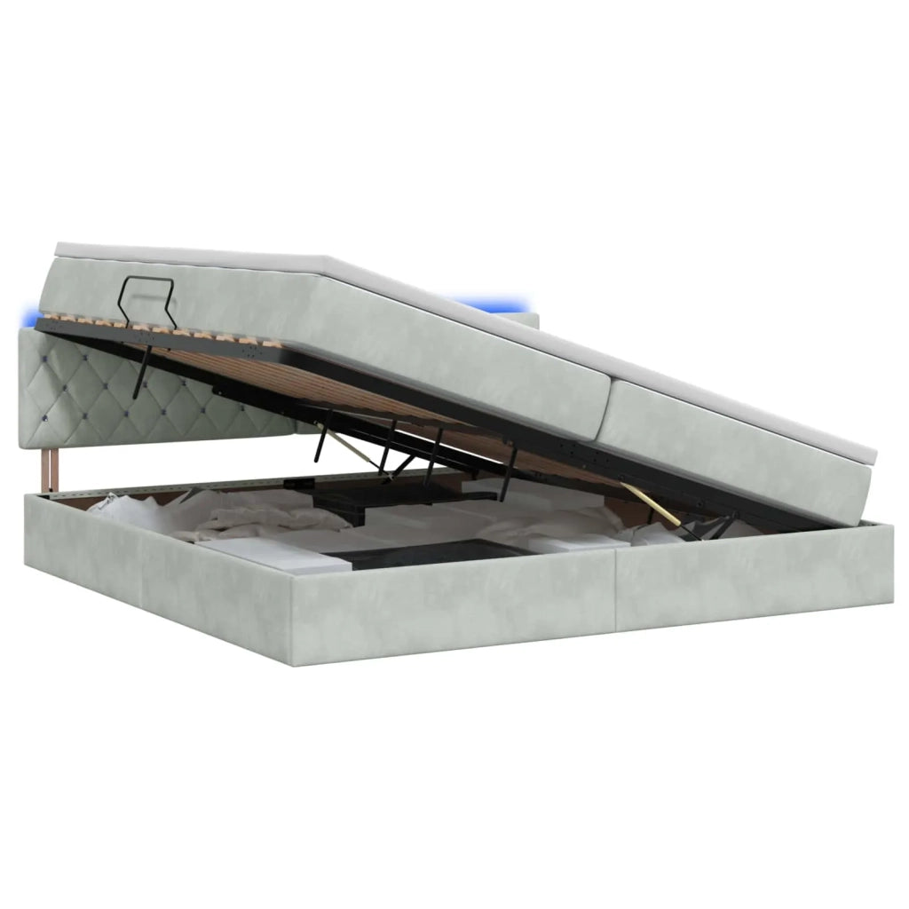 Letto con contenitore LED e materasso Grigio Chiaro 3459210